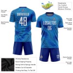 Maillot de football personnalisé bleu clair, blanc et bleu roi, sublimation Maillot de football personnalisé bleu clair, blanc et bleu roi, sublimation