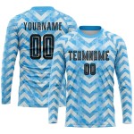 Maillot de football personnalisé à domicile, bleu clair, noir et blanc, sublimation Maillot de football personnalisé à domicile, bleu clair, noir et blanc, sublimation