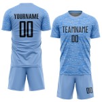 Maillot de football personnalisé bleu clair et noir par sublimation Maillot de football personnalisé bleu clair et noir par sublimation