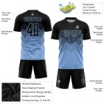 Maillot de football personnalisé bleu clair et noir par sublimation Maillot de football personnalisé bleu clair et noir par sublimation
