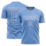 Maillot de football personnalisé à sublimation bleu clair et blanc Maillot de football personnalisé à sublimation bleu clair et blanc