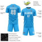 Maillot de football personnalisé bleu clair et blanc à sublimation à domicile Maillot de football personnalisé bleu clair et blanc à sublimation à domicile
