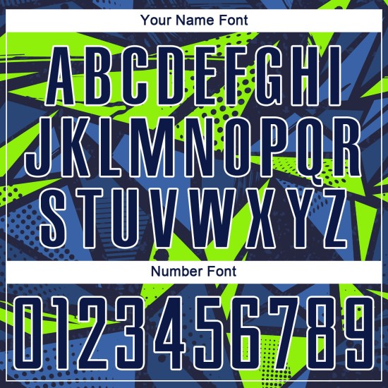Maillot de football personnalisé bleu marine/vert fluo par sublimation Maillot de football personnalisé bleu marine/vert fluo par sublimation