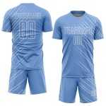 Maillot de football personnalisé à sublimation bleu clair et blanc Maillot de football personnalisé à sublimation bleu clair et blanc