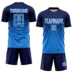 Maillot de football personnalisé bleu marine et blanc par sublimation Maillot de football personnalisé bleu marine et blanc par sublimation