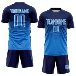 Maillot de football personnalisé bleu marine et blanc par sublimation