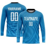 Maillot de football personnalisé bleu clair, blanc et noir, sublimation Maillot de football personnalisé bleu clair, blanc et noir, sublimation