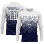 Maillot de football personnalisé bleu marine et blanc par sublimation Maillot de football personnalisé bleu marine et blanc par sublimation
