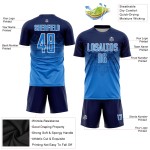 Maillot de football personnalisé bleu marine et blanc par sublimation Maillot de football personnalisé bleu marine et blanc par sublimation