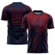 Maillot de football personnalisé à sublimation rouge marine