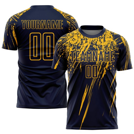 Maillot de football personnalisé à sublimation jaune marine Maillot de football personnalisé à sublimation jaune marine