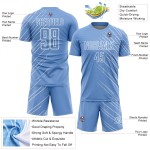 Maillot de football personnalisé à sublimation bleu clair et blanc Maillot de football personnalisé à sublimation bleu clair et blanc