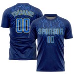 Maillot de football personnalisé bleu marine, royal et doré, sublimé Maillot de football personnalisé bleu marine, royal et doré, sublimé