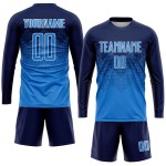 Maillot de football personnalisé bleu marine et blanc par sublimation Maillot de football personnalisé bleu marine et blanc par sublimation