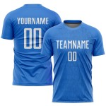 Maillot de football personnalisé bleu clair et blanc par sublimation Maillot de football personnalisé bleu clair et blanc par sublimation