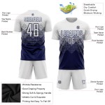 Maillot de football personnalisé bleu marine et blanc par sublimation Maillot de football personnalisé bleu marine et blanc par sublimation