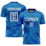 Maillot de football personnalisé bleu clair, blanc et bleu roi, sublimation Maillot de football personnalisé bleu clair, blanc et bleu roi, sublimation