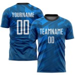 Maillot de football personnalisé bleu clair, blanc et noir, sublimation Maillot de football personnalisé bleu clair, blanc et noir, sublimation