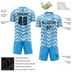 Maillot de football personnalisé à domicile, bleu clair, noir et blanc, sublimation Maillot de football personnalisé à domicile, bleu clair, noir et blanc, sublimation