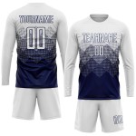 Maillot de football personnalisé bleu marine et blanc par sublimation Maillot de football personnalisé bleu marine et blanc par sublimation
