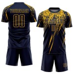 Maillot de football personnalisé à sublimation jaune marine Maillot de football personnalisé à sublimation jaune marine