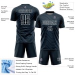 Maillot de football personnalisé à sublimation avec lignes ondulées blanches marine Maillot de football personnalisé à sublimation avec lignes ondulées blanches marine