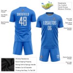 Maillot de football personnalisé bleu clair et blanc par sublimation Maillot de football personnalisé bleu clair et blanc par sublimation