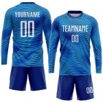 Maillot de football personnalisé bleu clair, blanc et bleu roi, sublimation Maillot de football personnalisé bleu clair, blanc et bleu roi, sublimation