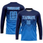 Maillot de football personnalisé bleu marine et blanc par sublimation Maillot de football personnalisé bleu marine et blanc par sublimation