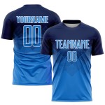 Maillot de football personnalisé bleu marine et blanc par sublimation Maillot de football personnalisé bleu marine et blanc par sublimation